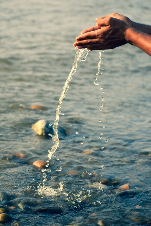Hands with water