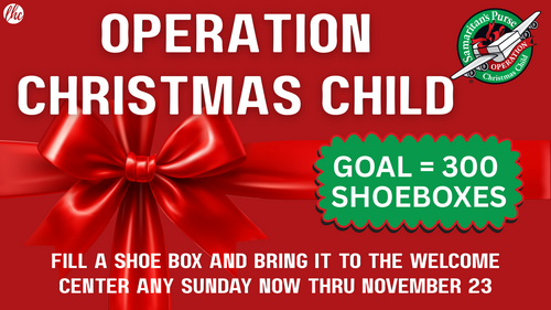 Operation Christmas Child Christmas in July giveback image with donation dates