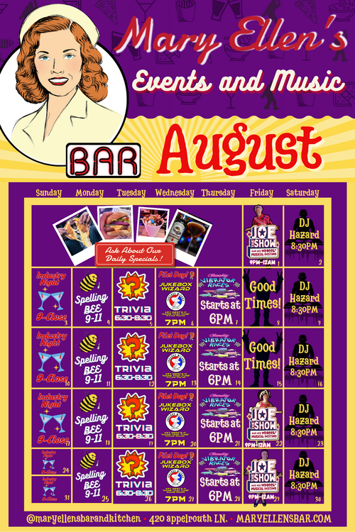 June events and music calendar at mary ellen's