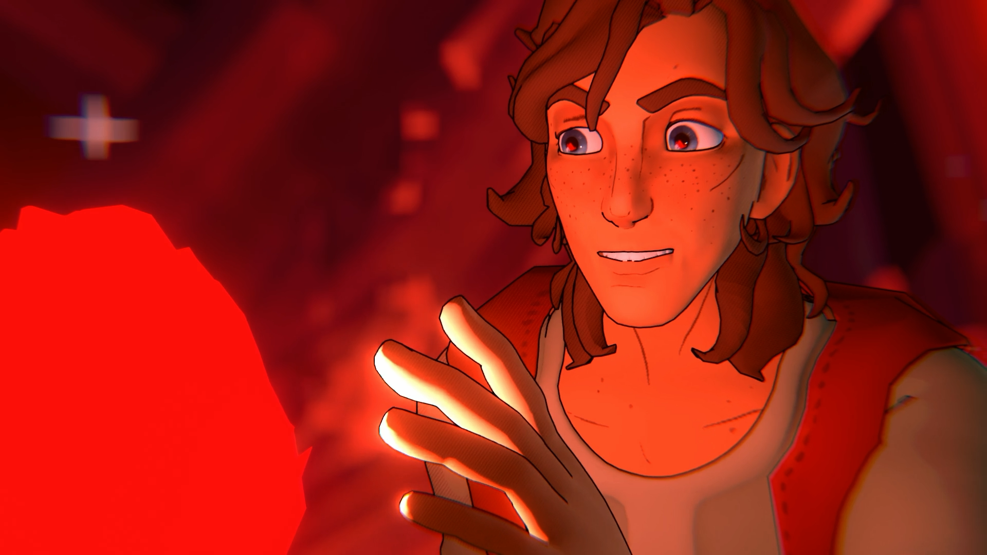 A glowing, fiery staff.