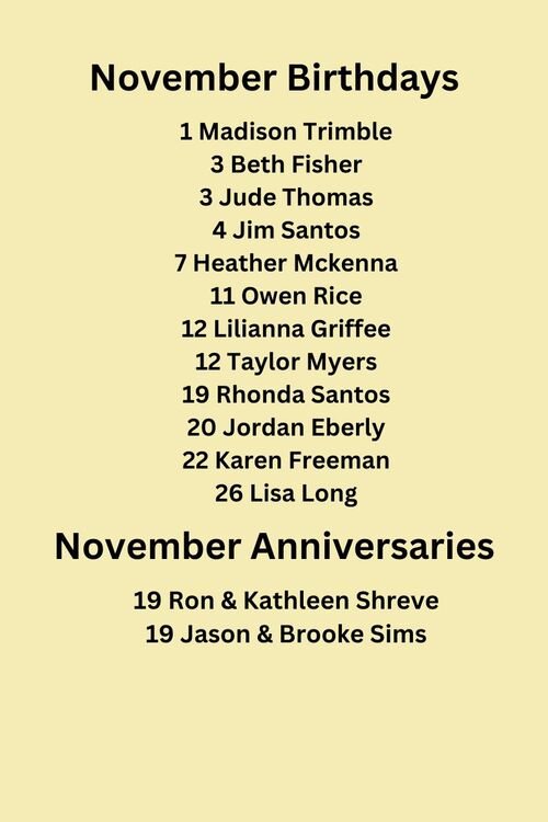 October Birthdays and Anniversaries