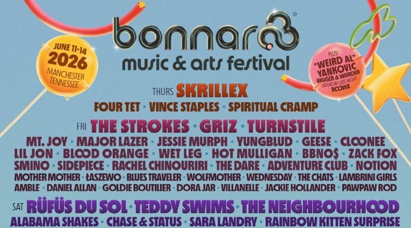 Bonnaroo 2026 lineup includes Skrillex, The Neighbourhood, Kesha and ...