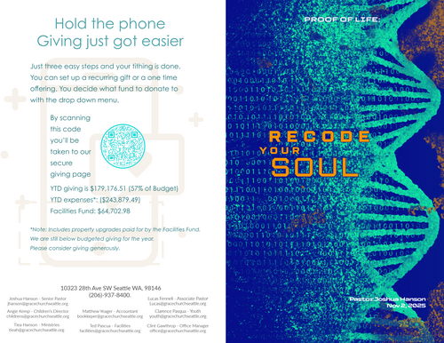 A sneak peek at our paper bulletin.