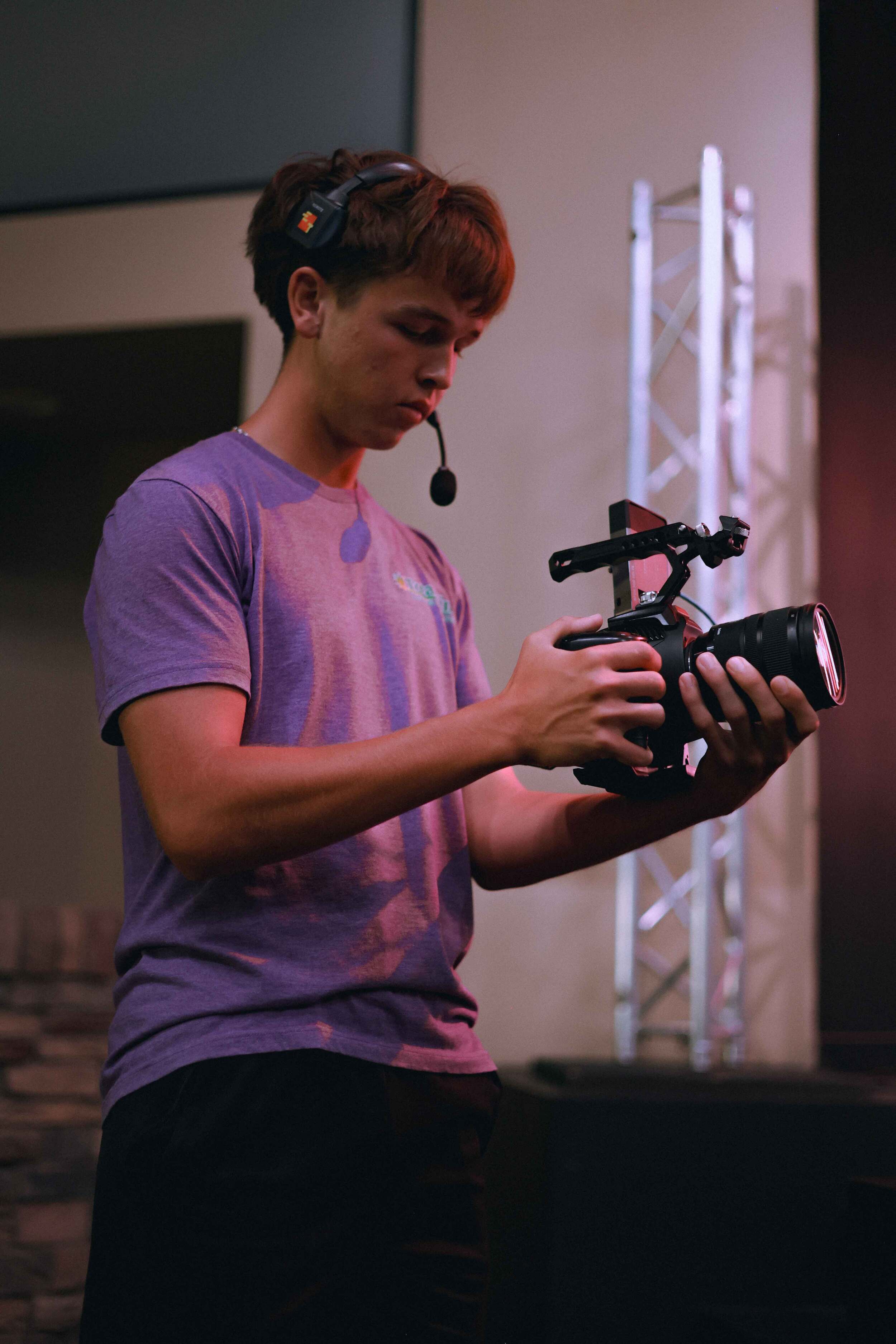 Intern connecting with students