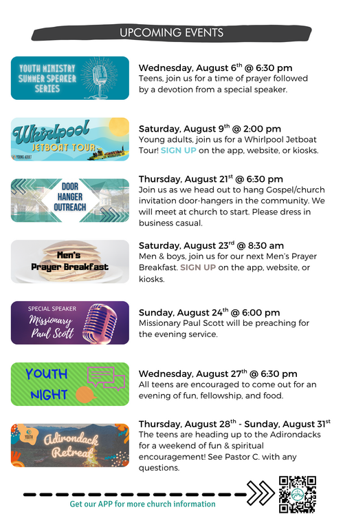 Weekly Bulletin for Calvary Heights Baptist Church