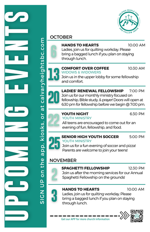 Weekly Bulletin for Calvary Heights Baptist Church