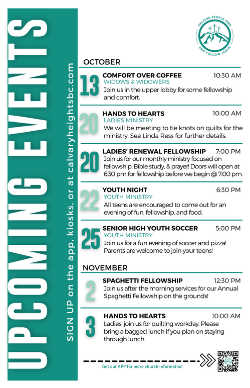 Weekly Bulletin for Calvary Heights Baptist Church