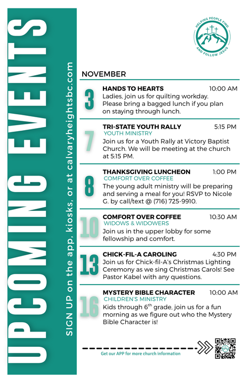 Weekly Bulletin for Calvary Heights Baptist Church