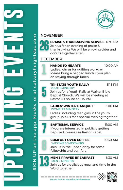 Weekly Bulletin for Calvary Heights Baptist Church