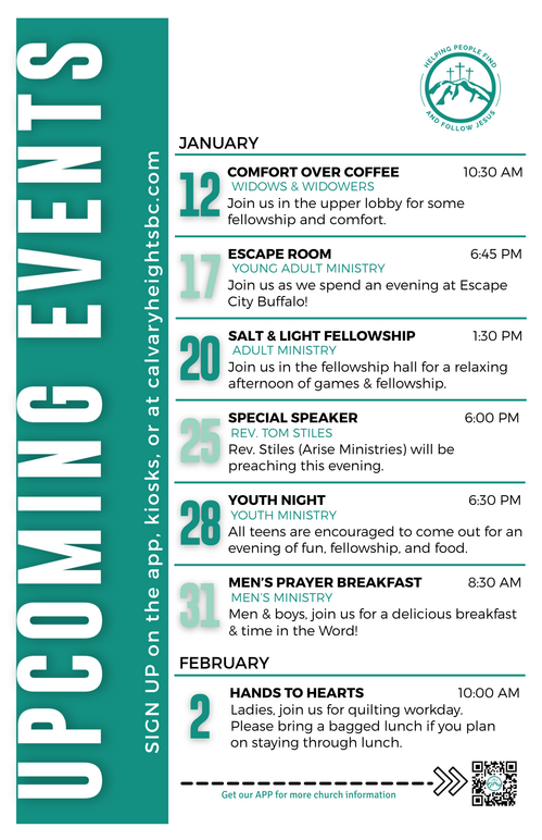 Weekly Bulletin for Calvary Heights Baptist Church