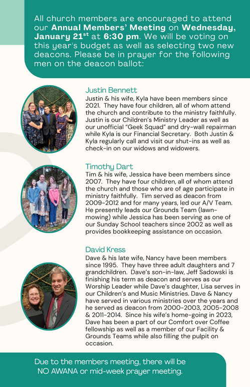Weekly Bulletin for Calvary Heights Baptist Church