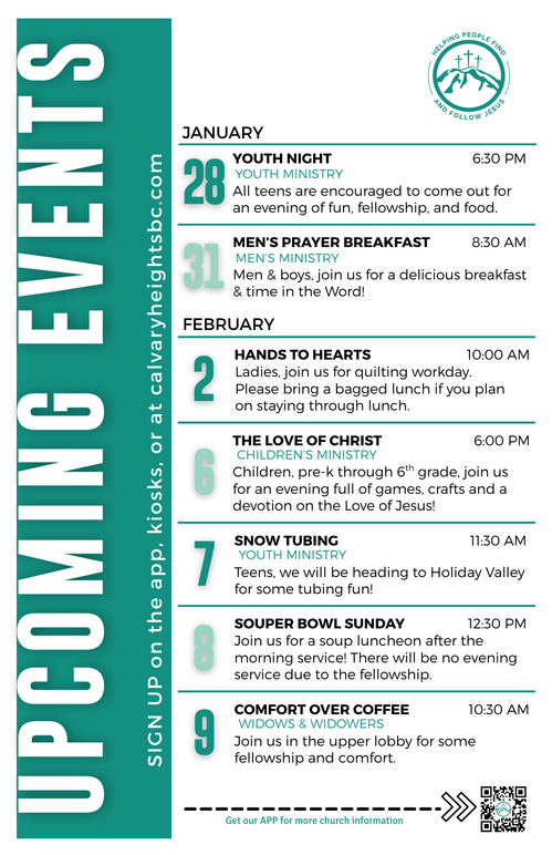 Weekly Bulletin for Calvary Heights Baptist Church